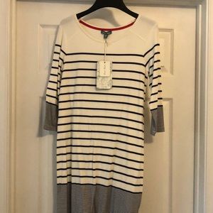 Fleur bleue shift navy and white stripe dress NWT S